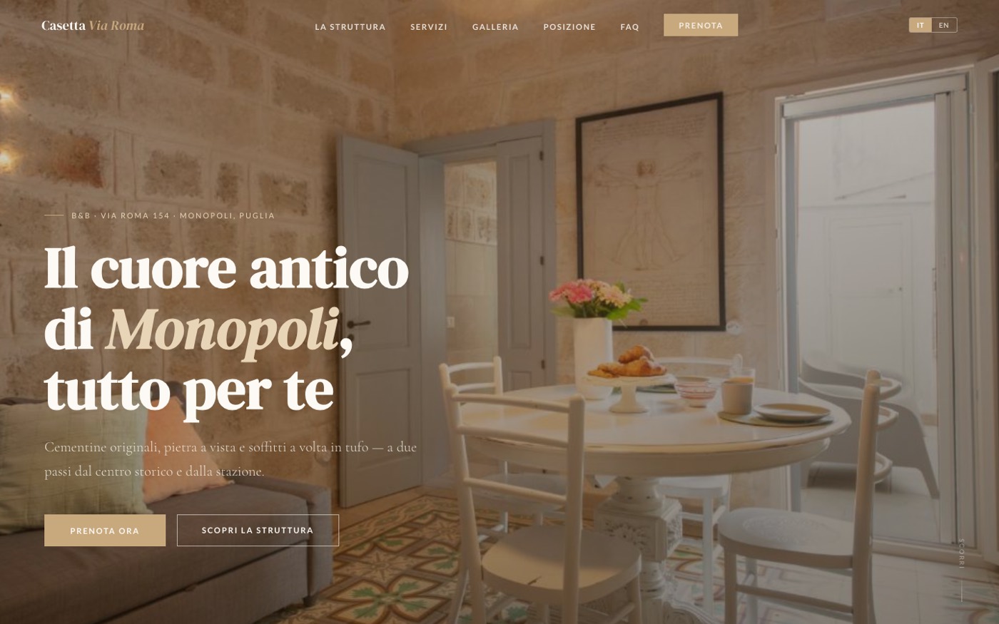 Sito di Casetta Via Roma B&B, Monopoli, versione desktop